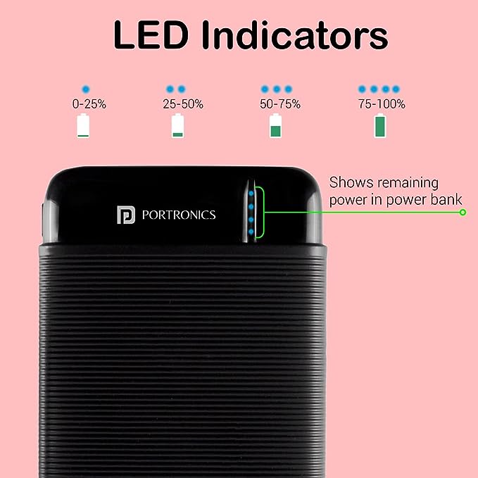 Portronics Power PRO 10K 10000 mAh,10w Slim Power Bank with Dual USB Output Port for iPhone, Anrdoid & Other Devices.(Black) Portronics Power PRO 10K 10000 mAh,10w Slim Power Bank with Dual USB Output Port for iPhone, Anrdoid & Other Devices.(Black)